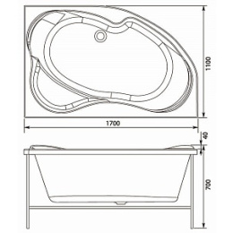 Акриловая ванна 170x110 Aquanet (00155535), Гидромассаж: есть