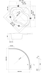 Акриловая ванна 140x140 Ravak (CF01000000), четверть круга