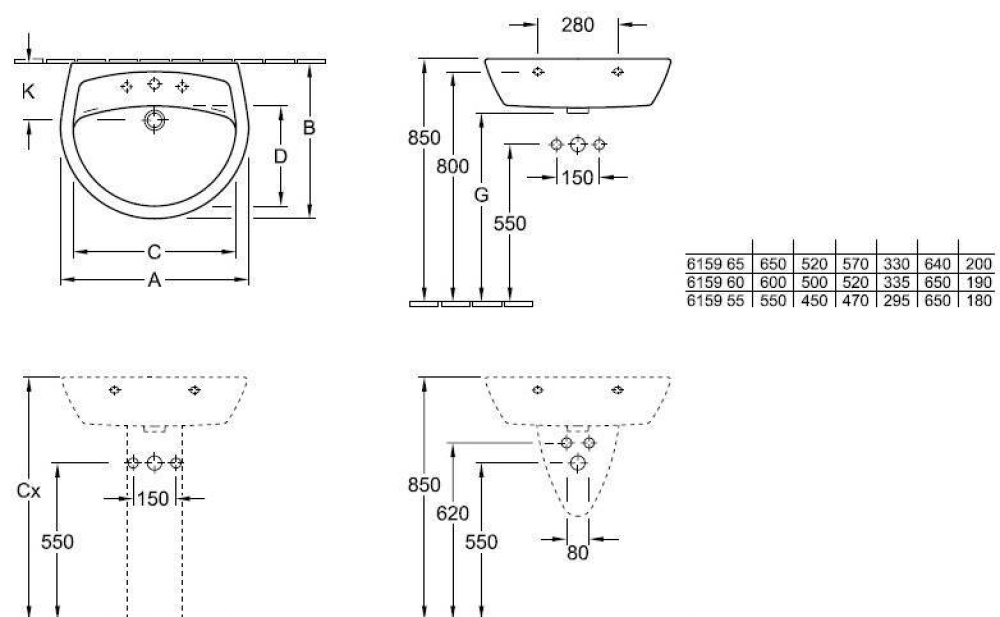 Фото Раковина 61596001 VILLEROY&BOCH OMNIA Pro, 600х500 мм