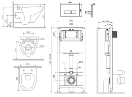 Инсталляция + унитаз + клавиша Am.Pm Spirit 2.0 (IS47001.701700) белый, синий