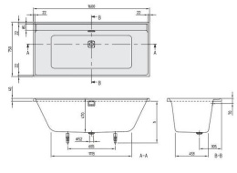 Акриловая ванна 160x75 Villeroy&Boch (UBA160COR2JV-RW), прямоугольная