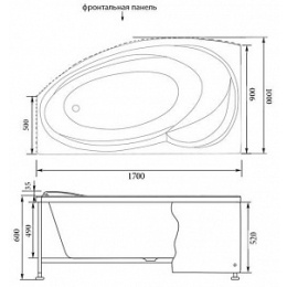 Акриловая ванна 170x100 Aquanet (00177923), Гидромассаж: есть