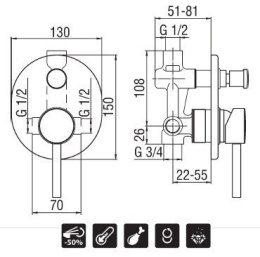 Фото NOBILI Live LV00100CR Смеситель для душа (хром)