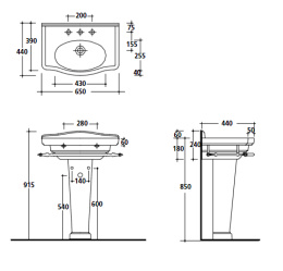 Раковина 65 см Galassia Ethos (8432), цвет белый