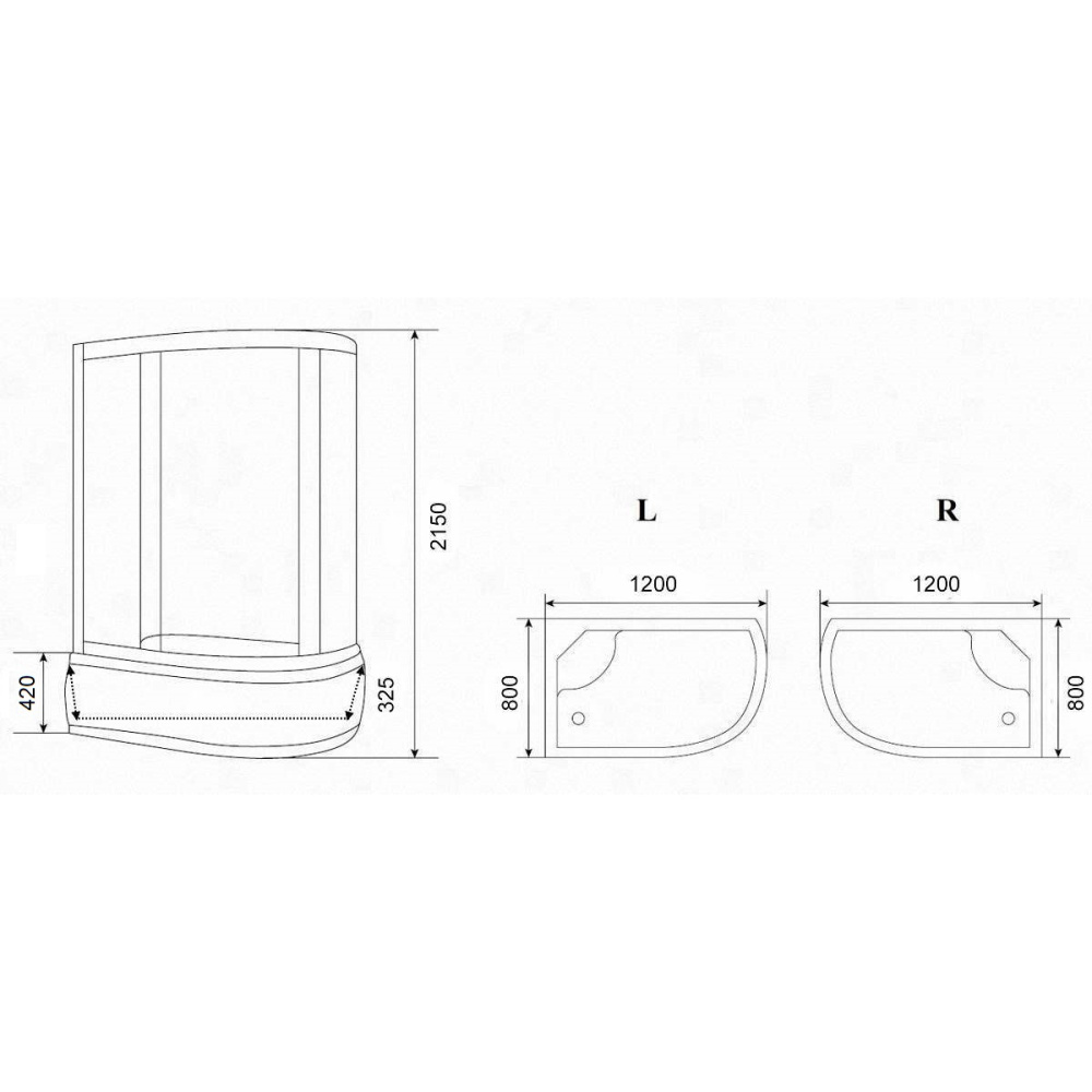 Душевая кабина 120x80x215 Parly (EC1221L) черный, Без гидромассажа, ABS-пластик, Поддон высокий