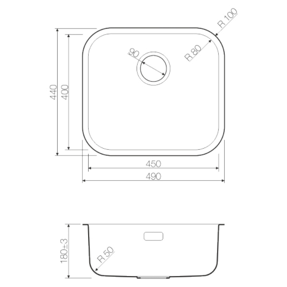 Кухонная мойка Omoikiri Omi 49-U (4993073) вороненая сталь
