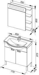 Мебель для ванной Aquanet Адель 80 черный