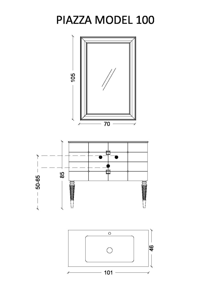 Armadi Art 841-100-BG Тумба Piazza 100 черная + золото