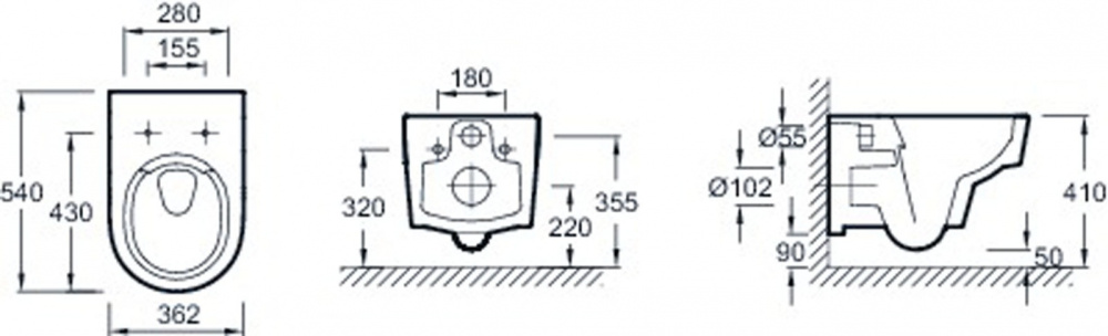 Подвесной унитаз Jacob Delafon Odeon Rive Gauche EDR102-00, безободковый