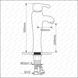 Фото MELANA Смеситель д/ум MLN-F-001CBK-M керамический, однорычажный, черный матовый, высокий