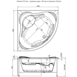 Акриловая ванна 150x150 Aquanet (00179806), Четверть круга