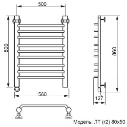 Полотенцесушитель электрический Ника Trapezium ЛТ (г2), левый тэн ЛТ Г2 80/50 лев