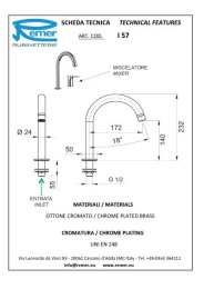 Смеситель на раковину RR I57 (смес. узел+излив)