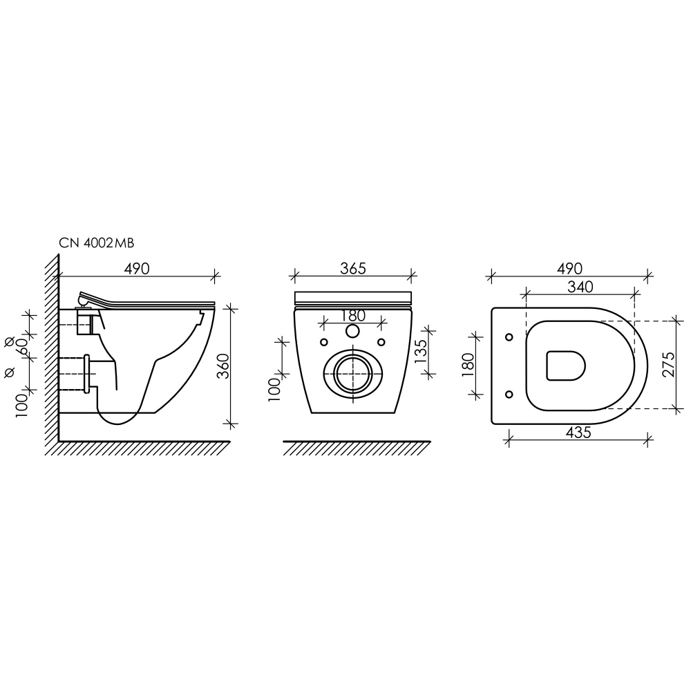 Подвесной унитаз Ceramica Nova CN4002MB_1002B_1000 Сет 4 в 1 Rimless с системой инсталляции