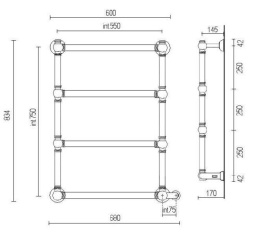 Фото Полотенцесушитель электрический Margaroli Armonia 9-542-4 BOX 95425504OCB, старая медь