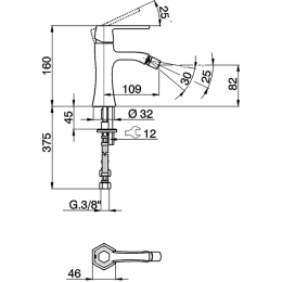 Смеситель для биде Cisal Cherie CH0005647C, черный