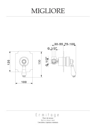 Фото Migliore Ermitage 18614 Смеситель скрытого монтажа, ручка белая, бронза
