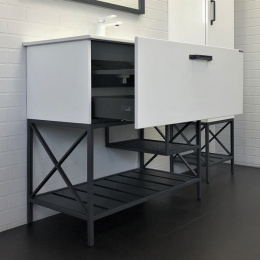 Фото Тумба-умывальник Comforty Бредфорд-90 белый глянец с раковиной Comforty 90E