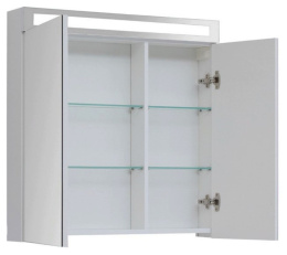 Зеркальный шкаф Dreja Max 77.9009W, LED-подсветка, 80x80 см, белый глянец