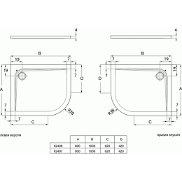 Душевой поддон Ideal Standard Ultra Flat K240601 правый
