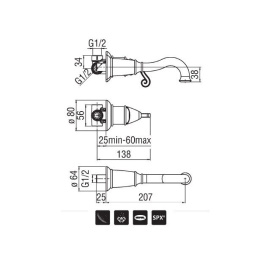 NOBILI Dubai DB00198GD Смеситель для раковины (золото)
