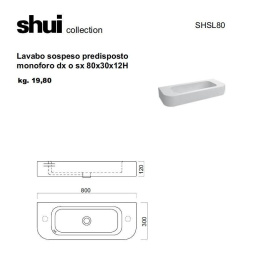 Cielo SHUI SHSL80 Раковина накладная на столешницу на 80 см (цвет: белый)