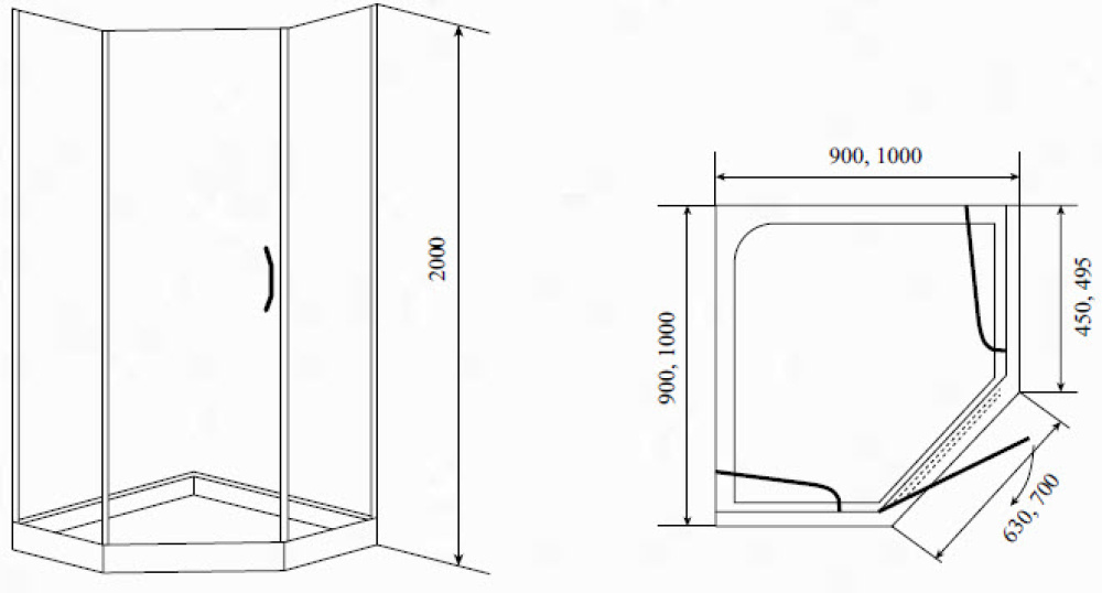 Фото Timo душевой угол BY-839 матов.(100*100*185), шт