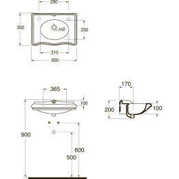 Раковина подвесная Azzurra Jubilaeum JUB200/50 bi*1sx на 50 см