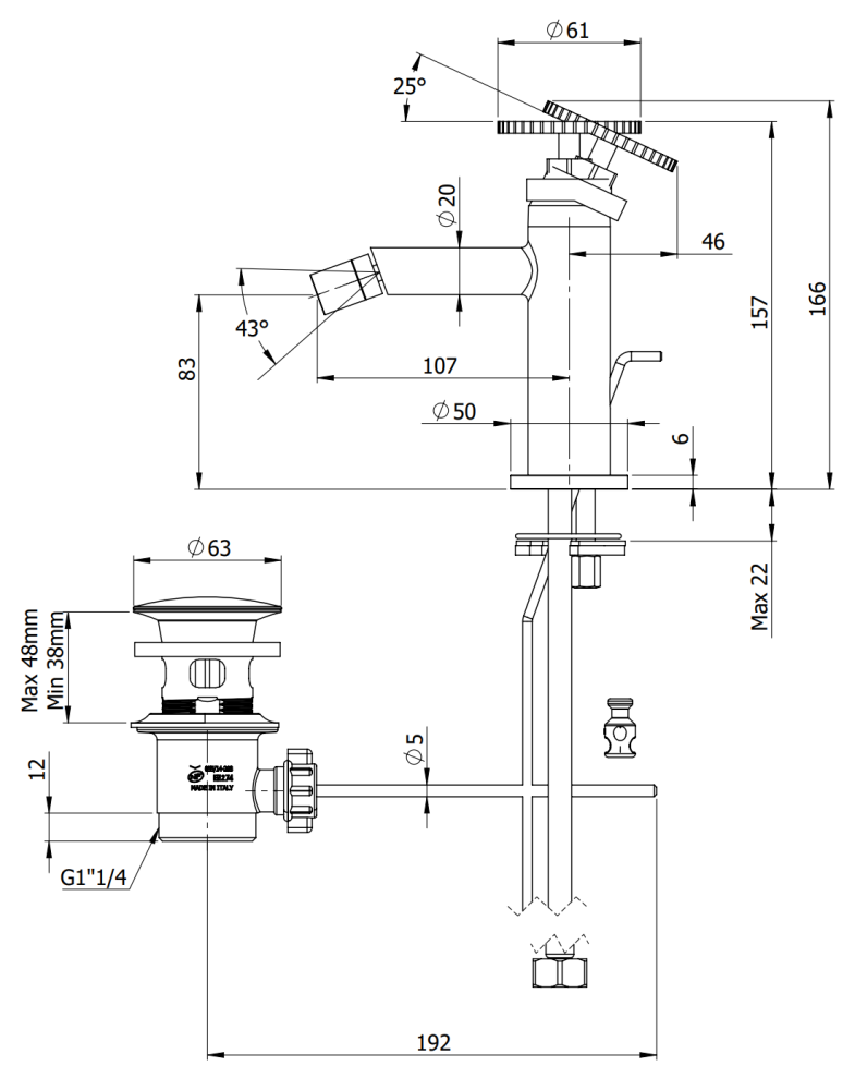 Фото Смеситель для биде Remer Chrono CH20