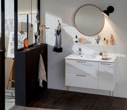 Тумба под раковину Jacob Delafon Odeon Rive Gauche 90 см, EB2543-RX-G1C, цвет белый глянцевый, ручки