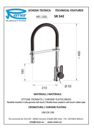 Смеситель Remer для кухни RR SR 542  (H=490, вылет 210)
