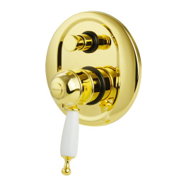 Фото Migliore Oxford 19181 Смеситель скрытого монтажа, термостат, ручка белая, золото