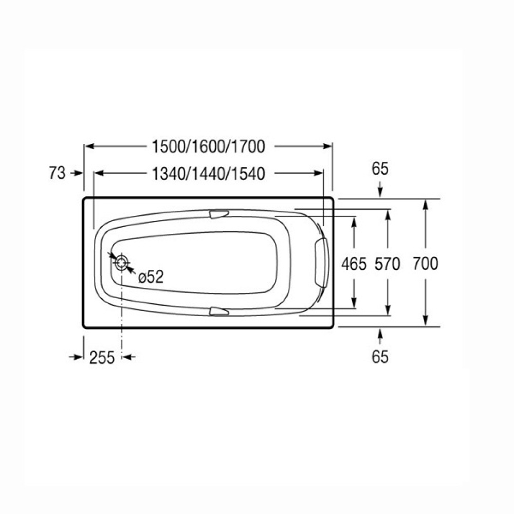 Фото Акриловая ванна 150x70 Roca (ZRU9302778), прямоугольная