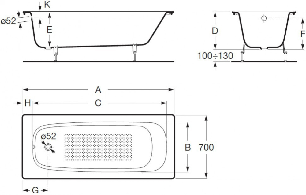 Фото Ванна 160х70 Roca Continental (21291200R) белый