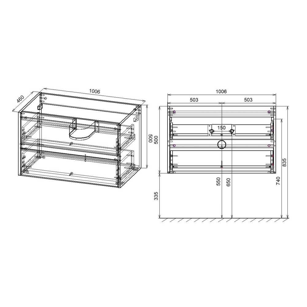 База под раковину Vincea Gio (VMC-2G100NO) N.Oak