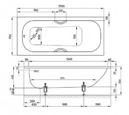 Фото Стальная ванна Bette Form 170x75 2947-000 AD, PLUS, AR с шумоизоляцией, антискользящим и антигрязь