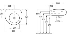 Раковина 517061S3 VILLEROY&BOCH PURE STONE, 605х540 мм