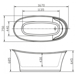 Акриловая ванна 170x75 BelBagno (BB302), круглая