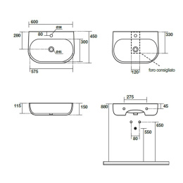 Kerasan Nolita 534131*1 Раковина подвесная/накладная 60х45 см, с 1 отверстием под смеситель, цвет чё