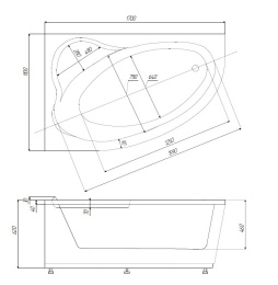 Акриловая ванна 170x110 Aquatek (FID170-0000001), асимметричная