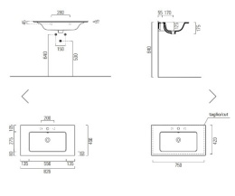 Фото Раковина накладная GSI PURA 8885111 подвесная 82*46 см
