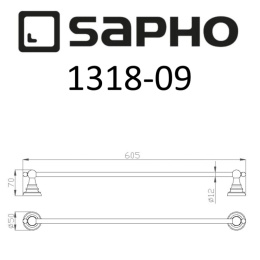 Sapho Diamond 1318-09 Полотенцедержатель DIAMOND 600x70 мм, бронза