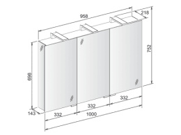 Зеркальный шкаф Keuco Royal Universe 12704171301, алюминий