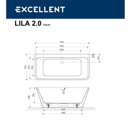Акриловая ванна 170x75 Excellent (WAEX.LIL2.170.WHP), прямоугольная