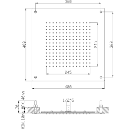 Верхний душ Cisal Zen Shower ZS025630D2, серый