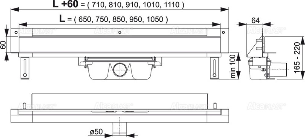 Душевой лоток AlcaPlast (APZ5-EDEN-1050)