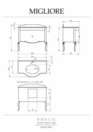 Фото Migliore Amelia 27890 База L100xH82xP58 см. 1 выдвижной ящик, ручка золото SW