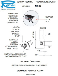 Фото Remer MINIMAL THERMO NT30NP Термостатический смеситель для душа (никель брашированный глянцевый)