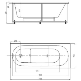 Акриловая ванна 170x70 Aquatek (OBR170-0000049), прямоугольная