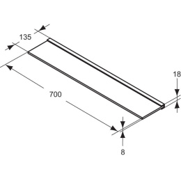 Стеклянная полочка T7249AA Ideal Standard Step, 70 см